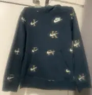 Nike Youth Small Blue Gray Hoodie Sweatshirt Youth pull over Kids