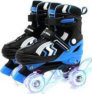 Kids Roller Skates, 4 Adjustable Rollerskates with Light Up Wheels, Child Roller Skates for Girls Boys, Children Beginners for Outdoor Indoor Sports