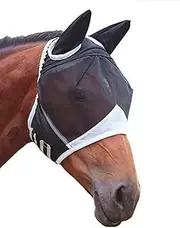 Durable and Adjustable Horse Fly Mask - Ensuring Comfort and for Beloved Equine Comfortable Polyester Horses Accessories, Black, M