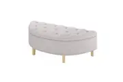 Amina Tufted Linen Fabric Ottoman - Warm Grey
