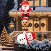 8FT Hanging Christmas Inflatables Decorations, Christmas Blow Ups Outdoor Cli...