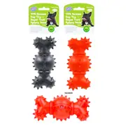 2 x Pet Dog Chew Toy Spikey Bone Rubber Dental Clean Fetch Interactive Play Toys