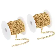 33Ft Curb Chain, Twisted Cuban Link Chain with Spool 8.5 x 5 x 1mm, Golden