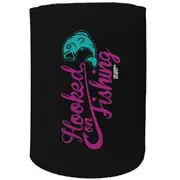 Alcohol Stubby Holder - Hooked On Fishing - Funny Novelty Birthday Gift Joke Beer Can Bottle