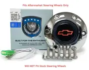 Chrome Steering Wheel 6 Hole Horn Button w/ Chevrolet Red Outline Bowtie Emblem