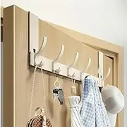 Over The Door Towel Racks, Over The Door Hooks,Behind The Door Coat Rack Hooks with Hooks, Bathroom Towel Hooks, Bathroom Accessories and Clothes Rack Organizers (Milky White)