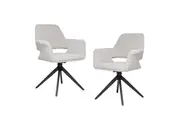 Raimon Furniture Set Of 2 Sara Boucle Fabric Modern Kitchen Dining ArmChair Metal Frame - Ivory