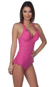 Panache Women's Betty Polka Dot Molded Cup Underwire Halter One-Piece Swimsuit