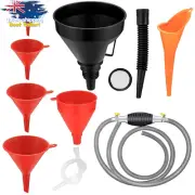 8 Pcs Fuel Funnel Set, Oil, Gas, Coolant, Flexible Plastic, Hose, Absorber