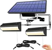 Solar Lights Outdoor -Double Head IP65 Waterproof Indoor Solar Shed Light with 3M*4pcs Cord Solar Powered Wall Light Porch Lights for Patio/Barn/Chicken Coop/Gazebo/Garage (Warm White)