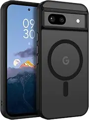 [GUAGUA] for Google Pixel 8A Case, Translucent Matte Magnetic Case Compatible with MagSafe, Raised Edges Design for Drop Protection, Slim Shockproof Protection Phone Case for Pixel 8A 6.1'', Black