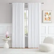 Pure White Curtains 96 Inches Long, White Room Darkening Curtains Back Tab/Ro...