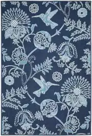 Rug Culture Extra Large Navy Outdoor Hummingbird Floral Rug - 320 x 230cm, Rugs,