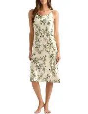 [David Lawrence] Cecile Silk Sleep Dress in Ivory Multi
