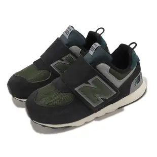 New Balance 童鞋 574 寬楦 小童 幼童 學步鞋 黑 綠 麂皮 魔鬼氈 NB NW574KBG-W