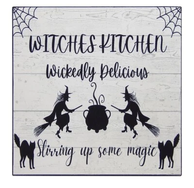 Witches Kitchen Fall Halloween Decoration Sign Shelf Sitter Wall Art 5 x 5"