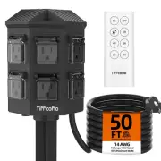 Outdoor Power Stake Timer, 50FT Extension Cord Waterproof, Remote Control Dus...