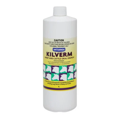 Vetsense Kilverm Sheep & Cattle Oral Drench Wormer Livestock 1L