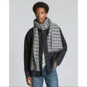 NWT Everlane Unisex The Alpaca Patterned Scarf Gray Buffalo Check One Size