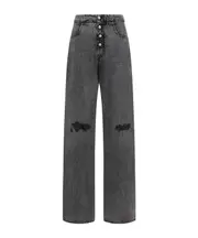 MM6 Maison Margiela Distressed Wide-Leg Jeans 25,26,28 Black