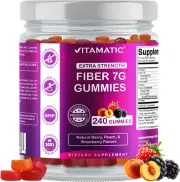 Prebiotic Fiber Gummies Adults, 7G Extra Strength, Zero Sugar Added, 240 Pectin