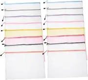 JEWEDECO 16PCS Mesh Zipper Pouch Bags Transparent Organizing Pouches for Office Identification
