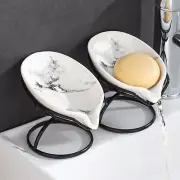 Leaf-Shaped Soap Dish – Ceramic Soap Bar Holder with Self-Drainage System – B...