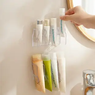 壁掛式免打孔洗面乳收納架 牙膏瀝水固定架 化妝品置物架 浴室收納
