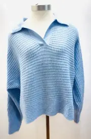 NWT SO GOODS FOR LIFE Juniors Long Sleeve Vneck Collar Pullover Blue Sweater XXL
