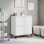 White Engineered Wood Sideboard Cabinet, 60x35x70 cm Storage Solution for Kitchen, Living Room, Buffet & Bar Area