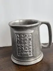Vintage Wilton Armetale RWP PEWTER Metal ABC Alphabet Mug Cup Childs Kids