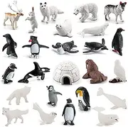Arctic Animals Figurines - Realistic Arctic Sea Animal Figurines Playset | Portable Polar Animals Figurines for Kids Educational Toys, Animals Toys,Portable Polar Bear Caribou Whales Cake