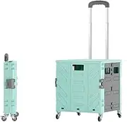 Shopping Cart Large Capacity Folding Trolley Pick Up Express Outdoor Portable Travel Storage Boxes with Wheels Trolley(Green)