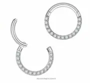16G TINY 5/16" Front CZ Ear Helix Hoop Segment Clicker Steel Earring Hinged Ring