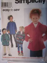 UNCUT Simplicity SEWING Pattern 7308 Girls EASY Button Up Jacket Pockets OOP SEW