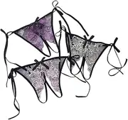 [Bigood] Charming Transparent Embroider Open Crotch Bikini Briefs G-String Accessories for Women 3 pcs-Color Random