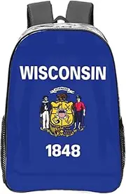 NBAGHPQ Wisconsin State Flag Print Stylish Transparent Backpack Clear Pvc School Bag Large Capacity Versatile Pockets