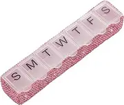 Weekly Pill Organizer 7 Day Small Pill Case Medicine Holder Daily Pill Box Bling Vitamin Container Medication Cases Organizers(Pink)