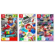 Super Mario Odyssey with Super Mario Party and Mario Kart 8 Deluxe Bundle