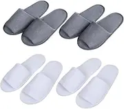 HAKIDZEL 4Pairs Disposable Travel Slippers for Men Portable Folding Open Toe Slippers White Grey Each for Hotels Spas and Home Use