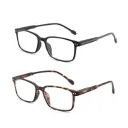 Blue Light Reading Glasses Men Women, Reader 2 Pack, Black & Tortoise 1.5 x