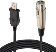 XLR Female to USB Microphone Cable, USB XLR Adapter Cable Cord, Black for Host
