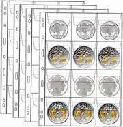 12-Pocket Coin Pages for Collectors, Standard 9-Hole Coin Collection Pages, 10 Sheets Coin Sleeves, Coin Collecting Supplies (12 Pocket -10 Sheets)