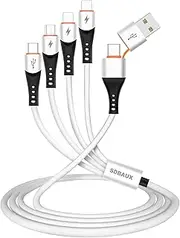 SDBAUX USB A to USB C Multi Charger Cable,4 in 1 Dual Phone/Type C/Micro Port,3A Fast Charging Compatible with Most Mobile Phones and Electronic Devices Tablets