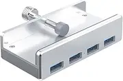 Mini 4 in One 4 Ports Aluminum Alloy USB 3.0 Hub Type-A High Speed Up to 5Gbps Desktop Clip-On Design Range 10-32MM /0.39-1.26in