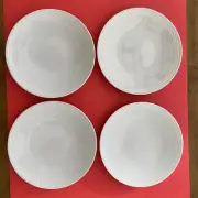 Laguiole Dinner Plates Off White Bee Detailed Border Set 4 New