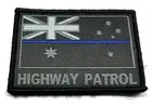 Thin Blue Line, Highway Patrol, Police Woven Patch x 1, Hook Rear, 71mm X 50mm