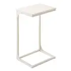 C-Shaped End Table, Side Table for Sofa, Couch Table with Metal 1 Cream White