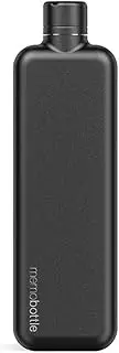 SLIM MEMOBOTTLE - STAINLESS STEEL (BLACK) | 20 oz / 600 ml | Durable, Leak-Proof, Premium Water Bottle | BPA-free| Ideal for Modern Lifestyle, Gym Workouts & Travel