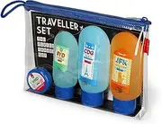 LEGAMI - Travel Set of 3 Bottles (2 x 100ml and 1 x 60ml) 1 Spatula and 1 Pot (30ml) Airport Regulations Removable and Waterproof Labels